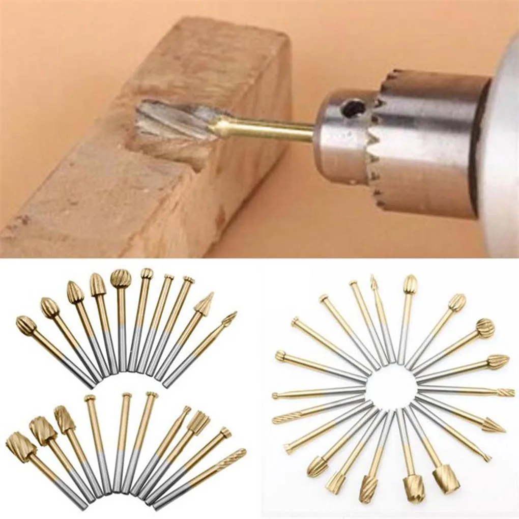 

20pcs Rotary Rasp Bit Woodworking Grinding Drill Bit 3mm Shank High-speed Steel Wood Rasp Bit