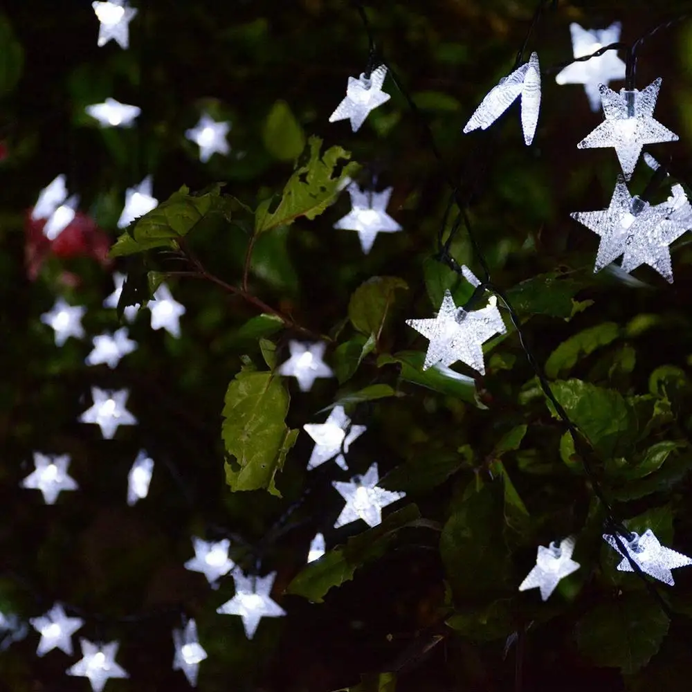 Солнечная звезда струнные огни на открытом воздухе водонепроницаемые солнечные Рождественские мерцающие сказочные лампы 5 м Сад Landscap