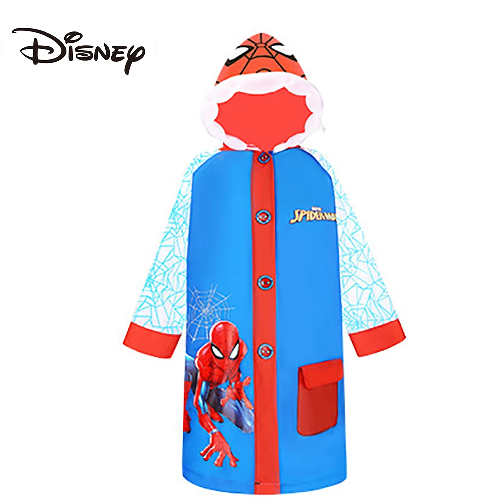 Disney Child Cartoon Blue Raincoat Oxford Cloth Raincoat Spiderman Captain America Rainproof Poncho Kids Boys Rainwear Rainsuit