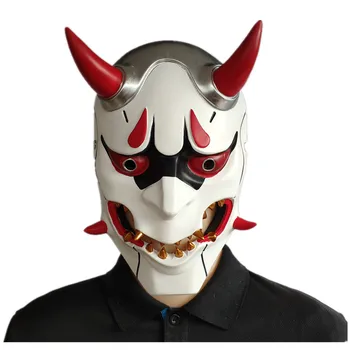 

Game OW Genji Devil Cosplay Mask Unisex Halloween Hannya Resin Full Face Headgear Masks Christmas Gift
