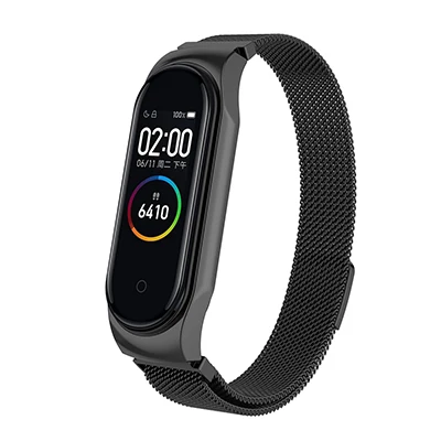 Hangrui металлический ремешок для Xiaomi mi Band 4 3 браслет для mi band 4 NFC умный Браслет сменный ремешок на запястье для mi band 3 - Цвет: Black strap