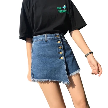 

Women's Denim Shorts A-line High Waist Wide Leg Pants Skirt Pants