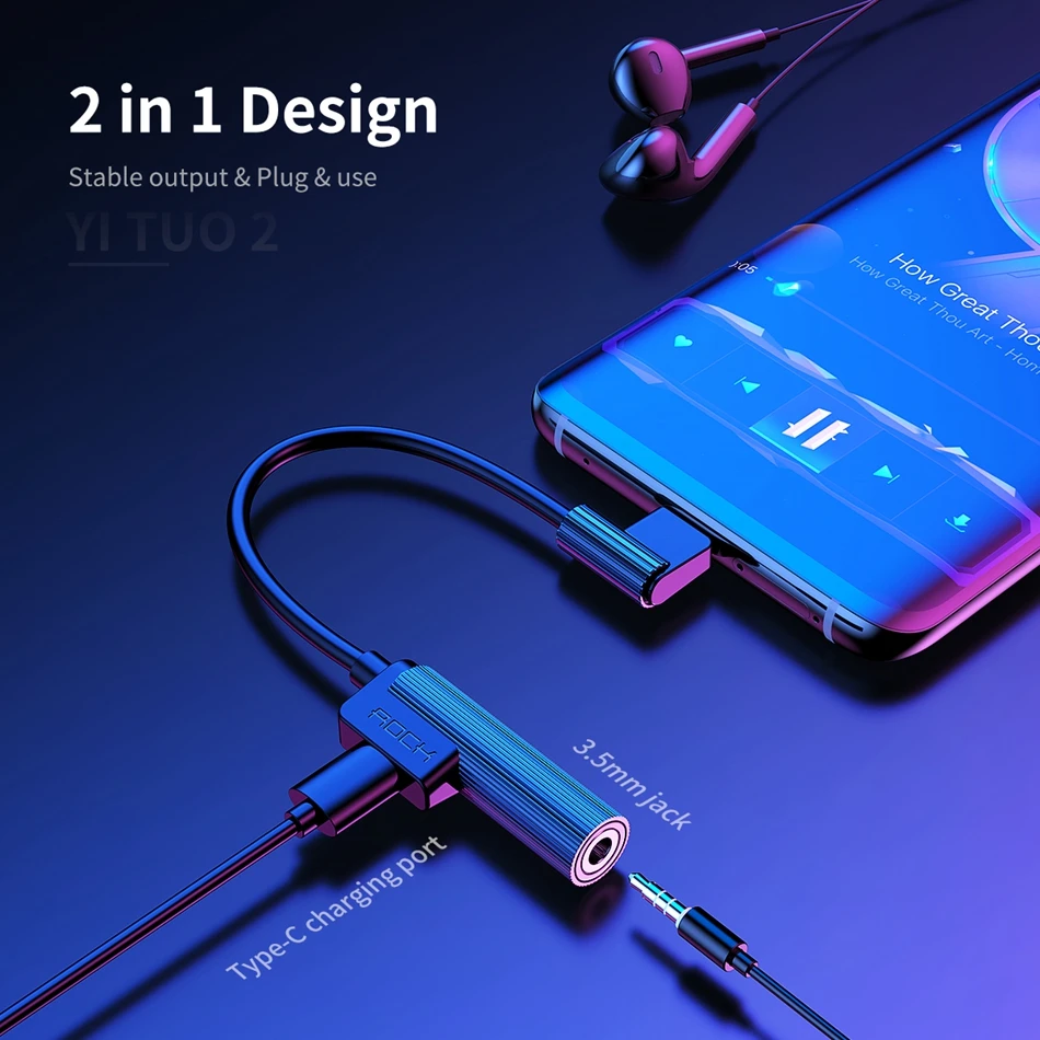 ROCK type C до 3,5 мм Aux аудио зарядный адаптер для huawei mate 20 P30 Xiaomi samsung type-C OTG конвертер зарядное устройство USB C адаптер