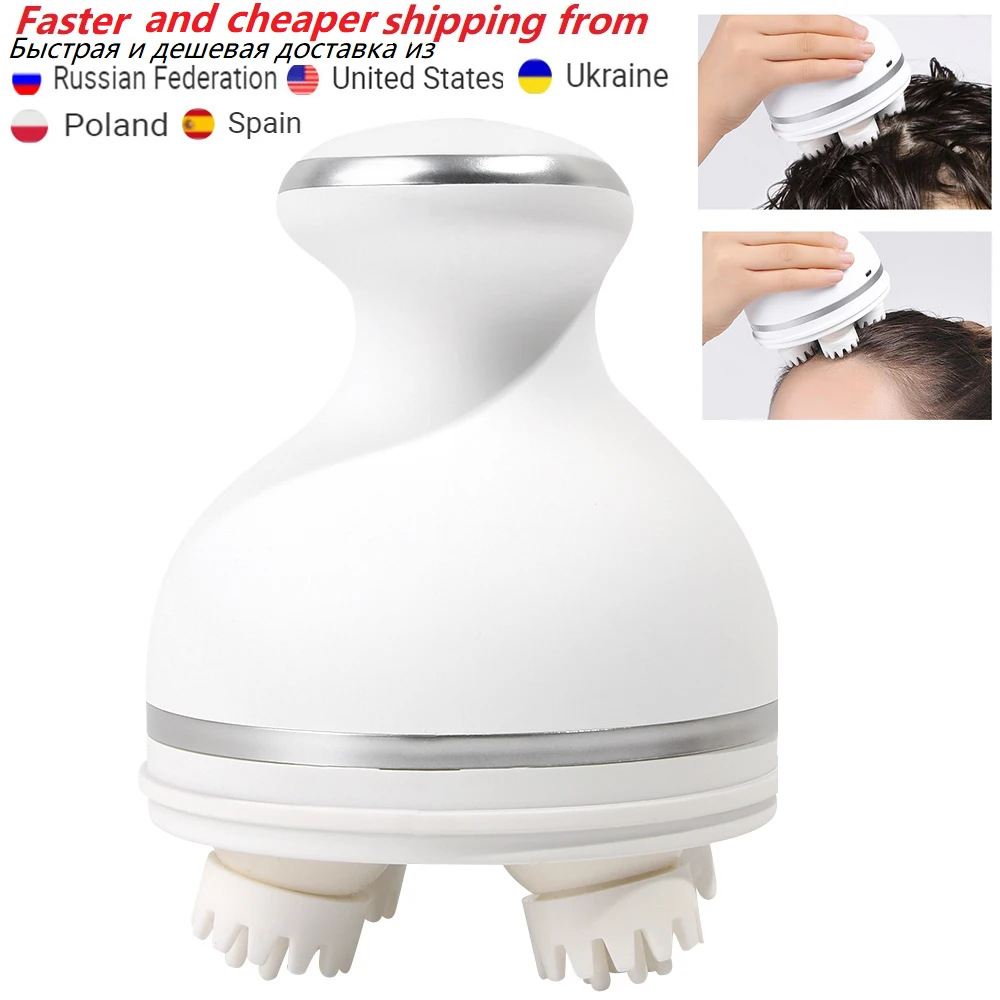 RZ 4D Head Massager Electric Wireless Waterproof Scalp Massage Claw Vibrating Release Prevent Hair Loss Promote Growth | Красота и