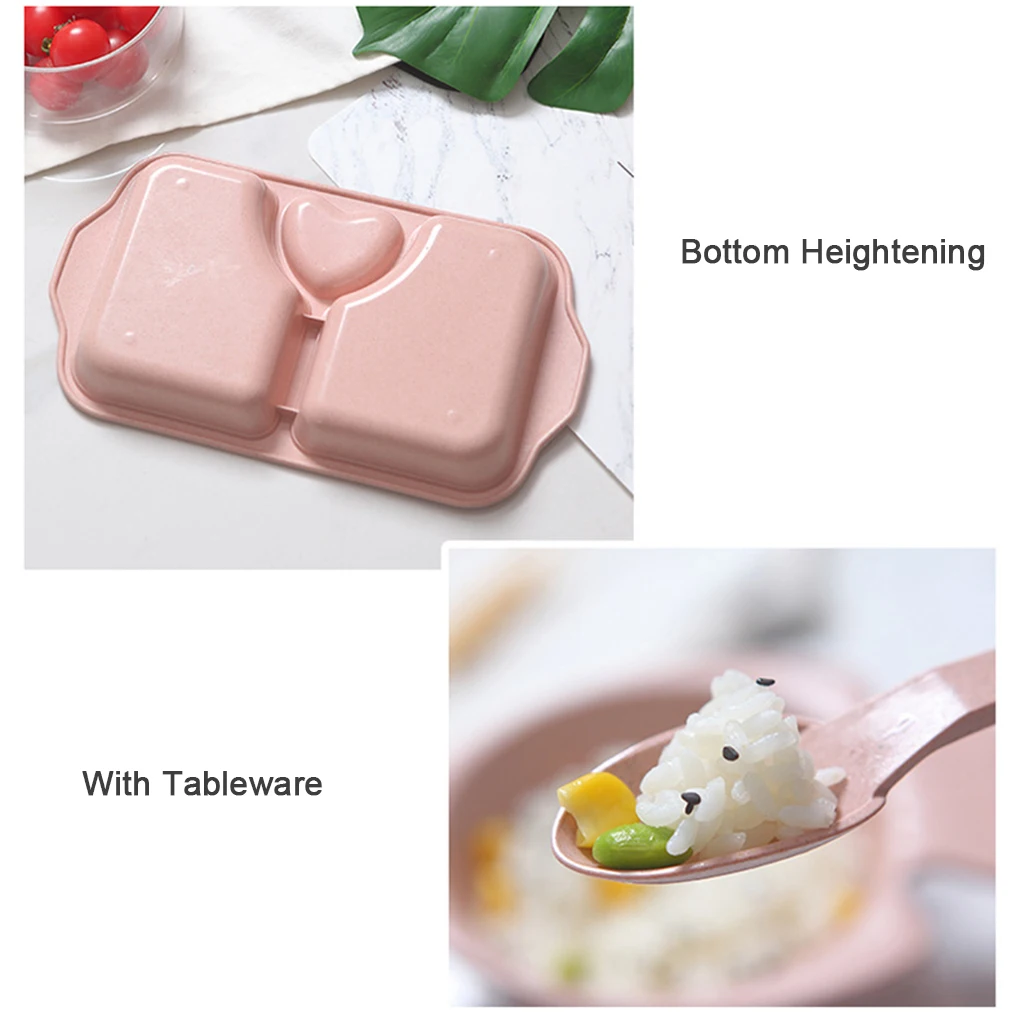 6pcs Kids Dinnerware Set Lightweight Plate with Dividers and Handle Degradable Dishwasher Safe Plastic