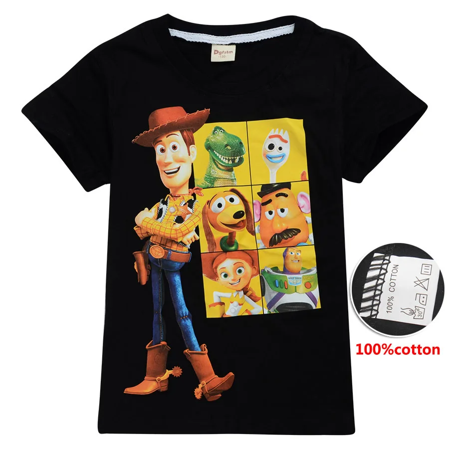 Toy Story kids tshirt summer New 3-12 Years Buzz Lightyear Kids Tshirt Printed Cartoon Woody Police Children Tops