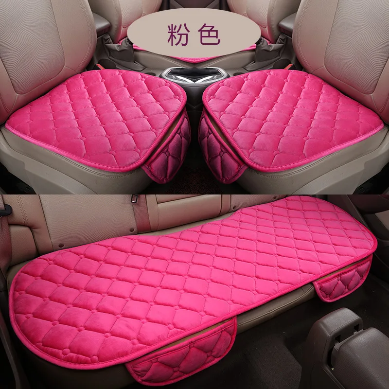 Чехол для сиденья автомобиля, Зимняя Теплая Бархатная подушка для сиденья, универсальная Передняя Задняя задняя подушка для стула, подушка для сиденья для внедорожника, защита для автомобильного сиденья - Название цвета: pink