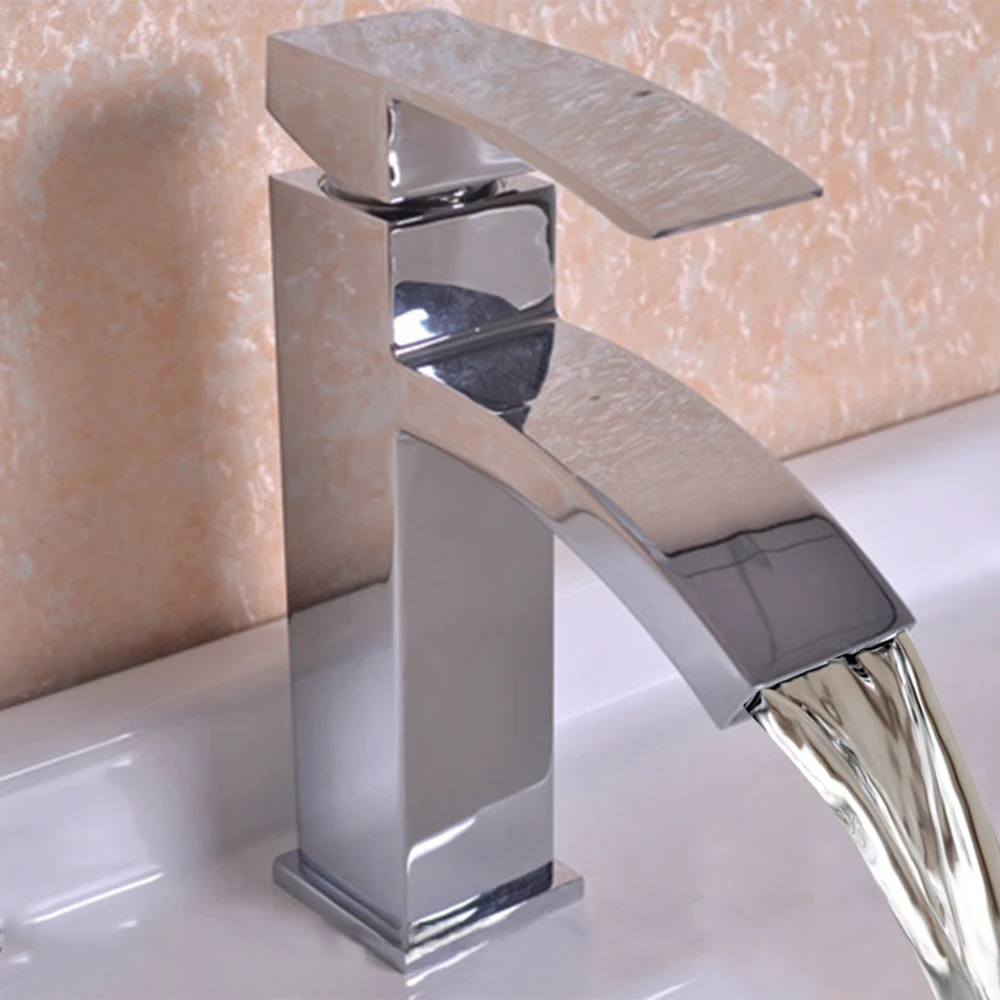 Brass Bathroom Faucet Wide Waterfall Single Handle Hole Cold Hot Water Mixer Tap Basin Sink Torneira | Обустройство дома