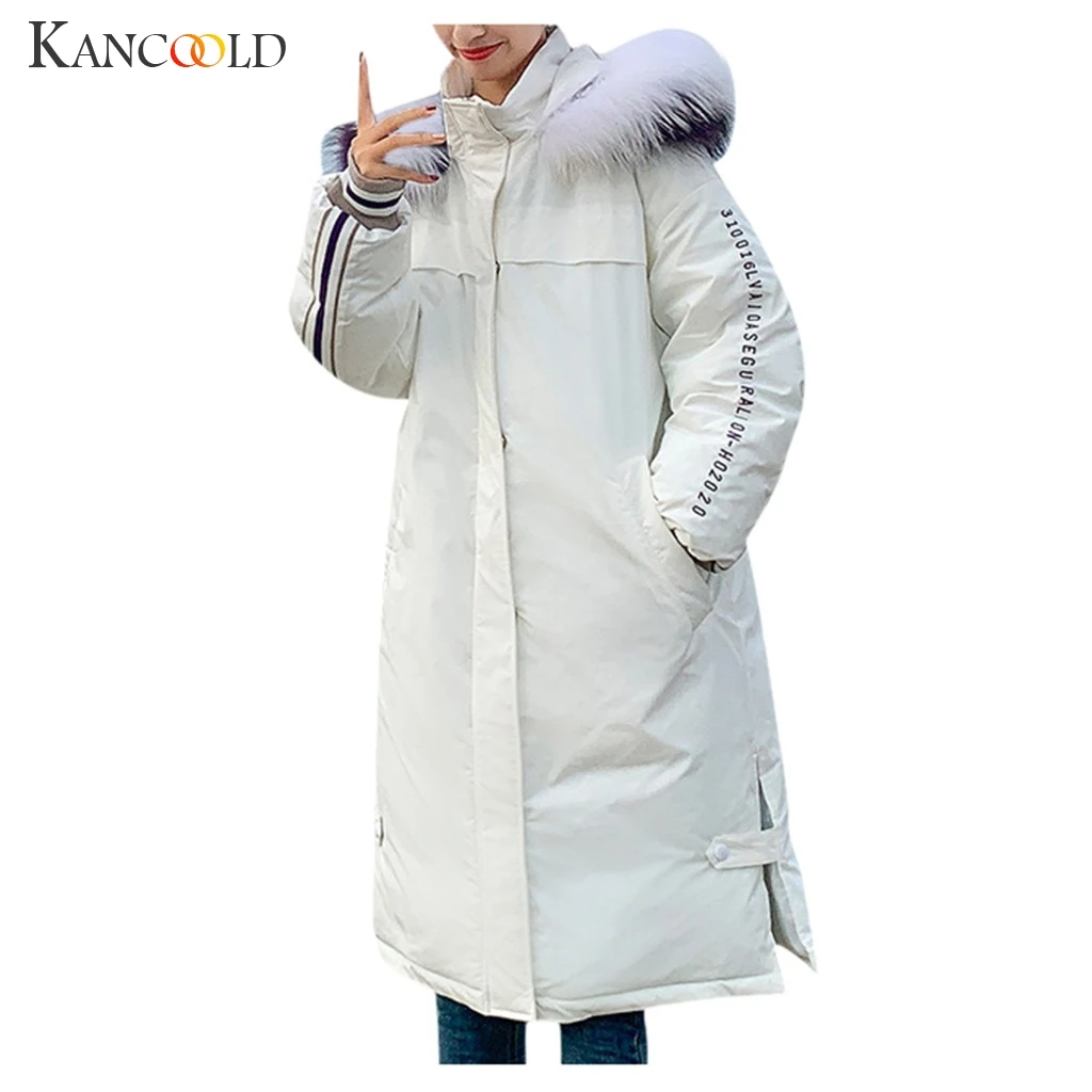 KANCOOLD, женские вечерние с вышивкой сзади, свободные, толстые, длинные, с капюшоном, хлопковые, женские, толстые, теплые, зимние