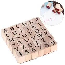 ULTNICE Творческий Деревянный резиновый набор букв и цифр штамп 26 букв и 10 цифр