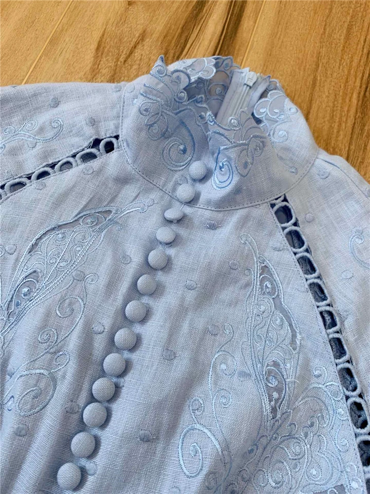 Осень, vestidos de lino de las mujeres de manga completa bordado ahueca hacia fuera, сексуальное платье, fiesta Robe
