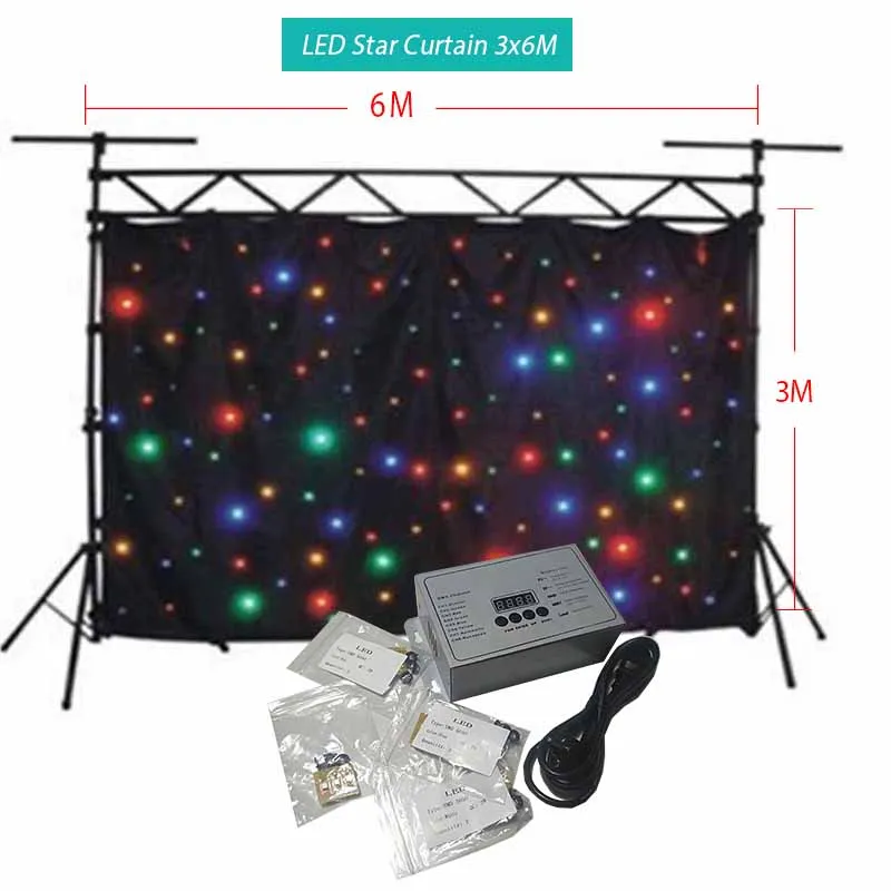 Stage Curtain Backdrop Cloth RGBW LED Curtain Star Light 3x6M SMD LED Flame Retardent Velvet Wedding Background Curtain Cloth