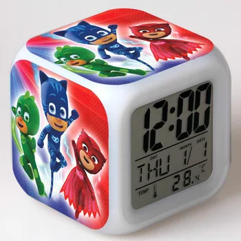 

PJ Masks Alarm Clock Catboy Owlette Gekko Colorful Color LED Square Small Alarm Clock For kids Birthday Christmas Gifts 2B48