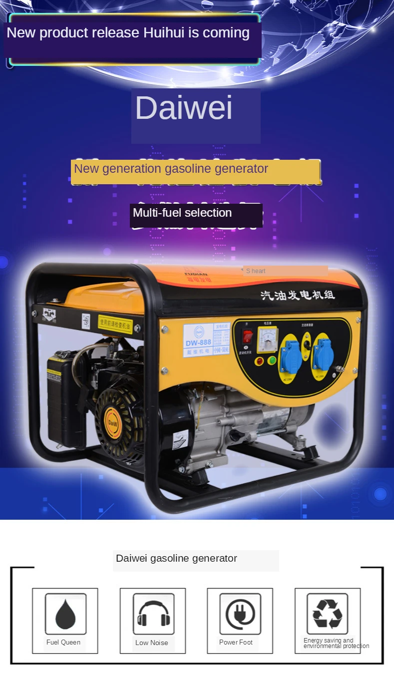 Gerador de Gasolina Mudo ao ar Doméstico Monofásico Pequeno 3.5 kw Trifásico 380 Mini Diesel Livre mão 220 v High Quality Renovação da Casa