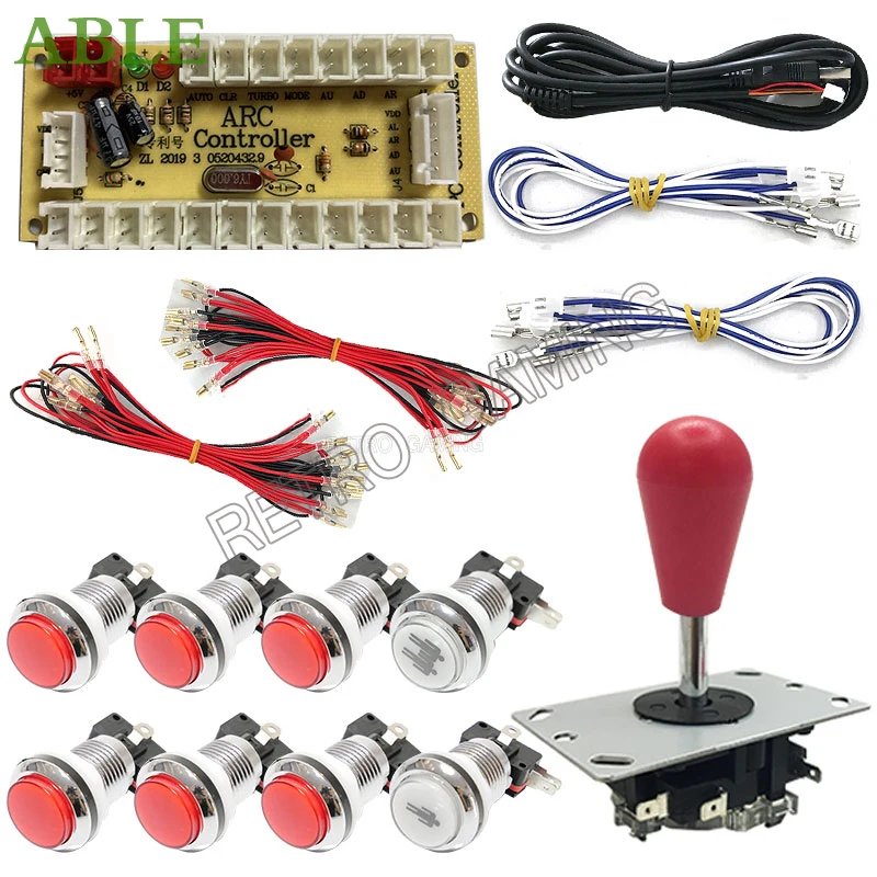 Zero Delay USB Encoder Arcade PC to Joystick diy kit LED push buttons Microswitch ps2 Controller for MAME game Raspberry Pi diy arcade game parts pc of zero delay arcade diy kit mame usb encoder sanwn type joystick sanwn type push buttons wire harness