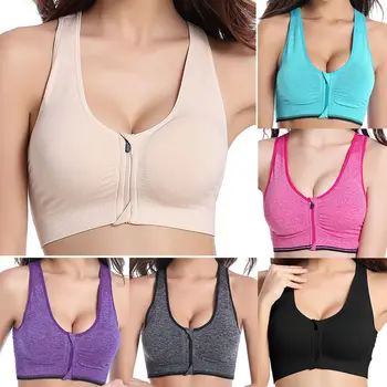 

Hot Women Zipper Push Up Sports Bras Vest Underwear Shockproof Breathable Gym Fitness Athletic Running Yoga Bh Sport Tops