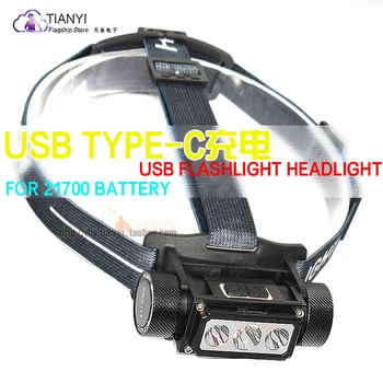 

Strong headlight USB TYPE-C charging 21700 battery Multi-function lighting flashlight headlight work light