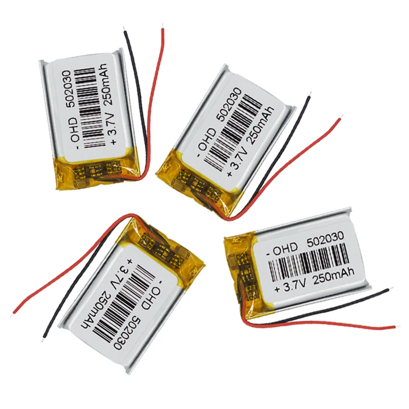 1/2/4 шт. Портативный 250 мА/ч, Перезаряжаемые Li-Po Батарея 3,7 v 502030 gps MP3 MP4 Bluetooth колонки гарнитуры Pos можно крепить любые приспособления: PDA Батарея - Цвет: 4 pieces