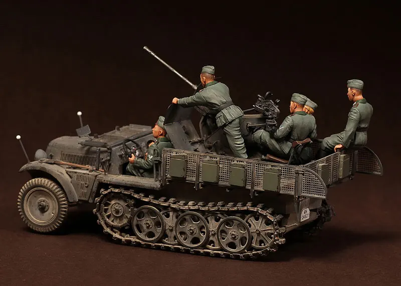 1/35 масштаб немецких гусеничных ПВО 6 солдат без транспортных средств миниатюрные сборки статические GK смолы модели наборы