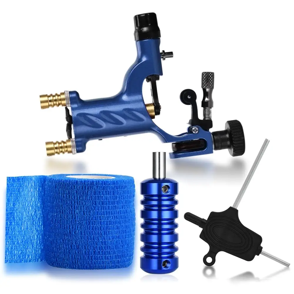 Gold Tattoo Machine Set Professional Tattoo Kit De Tatuagem Profissional Machine Tattoo Grip Impermeable Desechable
