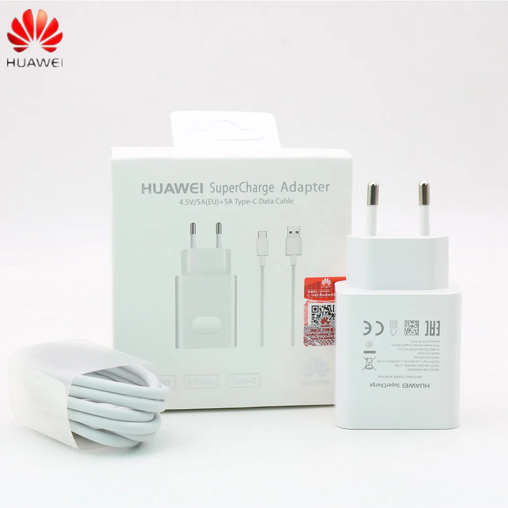 

Original HUAWEI SuperCharge 5V 4.5A HUAWEI P9 P10 Plus p20 p30 Pro Mate 20 Pro EU/ US/UK Plug Adapter & 5A Type C cable