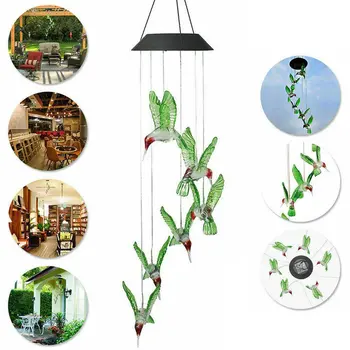 

Solar Light Hummingbird LED Light Wind Chime Color-Changing Solar LED Waterproof Hummingbird Wind Chimes