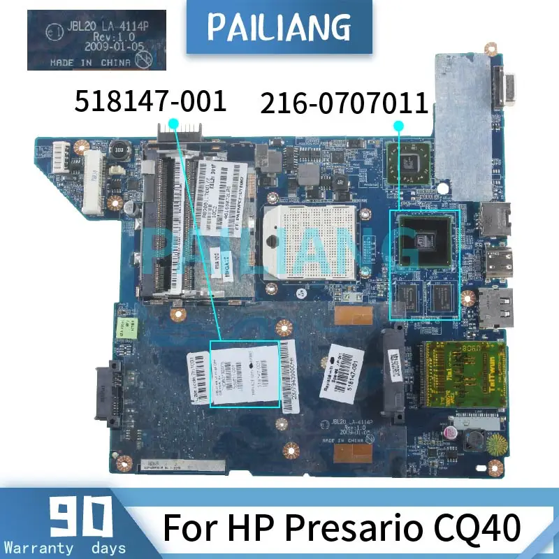 

Материнская плата PAILIANG для ноутбука HP Presario CQ40, системная плата LA-4114P 518147-001 216-0707011 DDR2