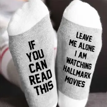 

New Christmas Socks IF YOU CAN READ THIS I'M WATCHING Socks Women Men CHRISTMAS MOVIES Winter Socks Autumn Ship Short Drop Q4A1
