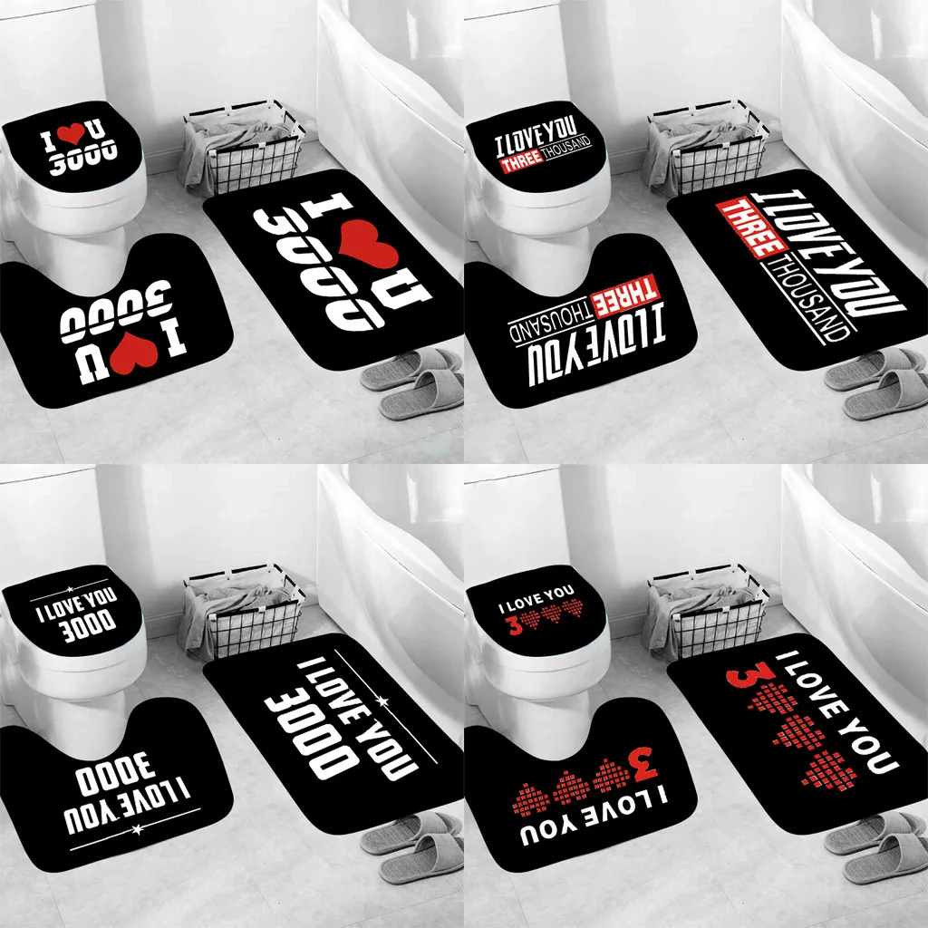 

3Pcs I love You Three Thousand Times Non-Slip Bath Mat Bathroom Kitchen Carpet Doormats Decor Bath Bathroom Decor Kitchen