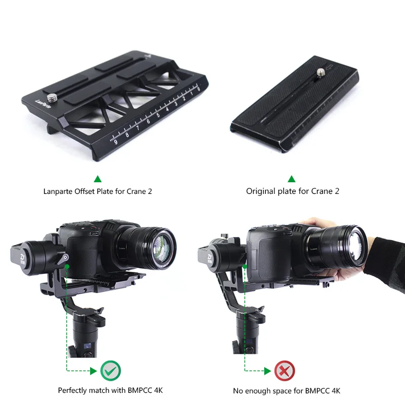 Lanparte Crane 2 Gimbal Plate офсетная Камера пластина для BMPCC 6K 4K для ZHIYUN Gimbal аксессуары