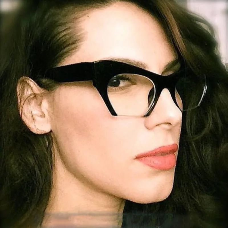 Global hot selling Vintage Half Frame Cat Eye Sunglasses Clear Lens Classic Sun Glasses Luxury Brand Designer Sexy Shades