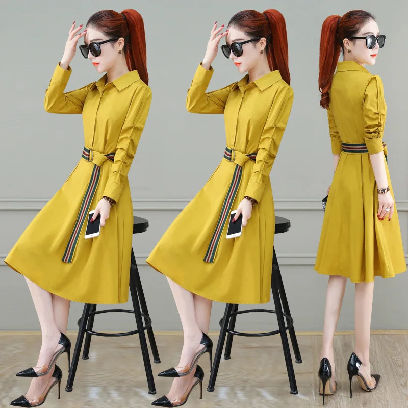 

Women's Waist Hugging Dress Long Sleeve 2020 Spring Clothing New Style Women's Dress Spring Spring Elegant Slimming Shirt Skirt