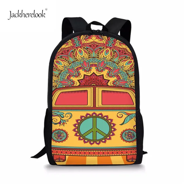 Z3979C Jackhereook 3 шт./компл. хиппи автобус печати дети школьные ранцы для мальчиков девочек детский школьный рюкзак через плечо книга Сумка подарки - Цвет: Z3979C
