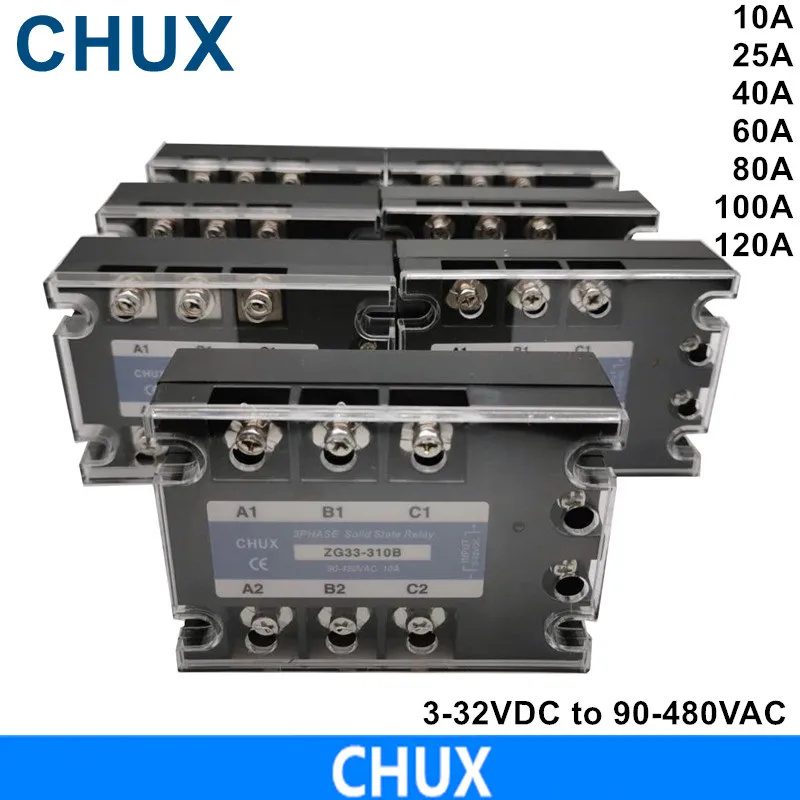Relé de Estado 80a 100a 120a Sólido Controle dc ac Trifásico Ac-dc Ssr 10a 25a 40a 60a