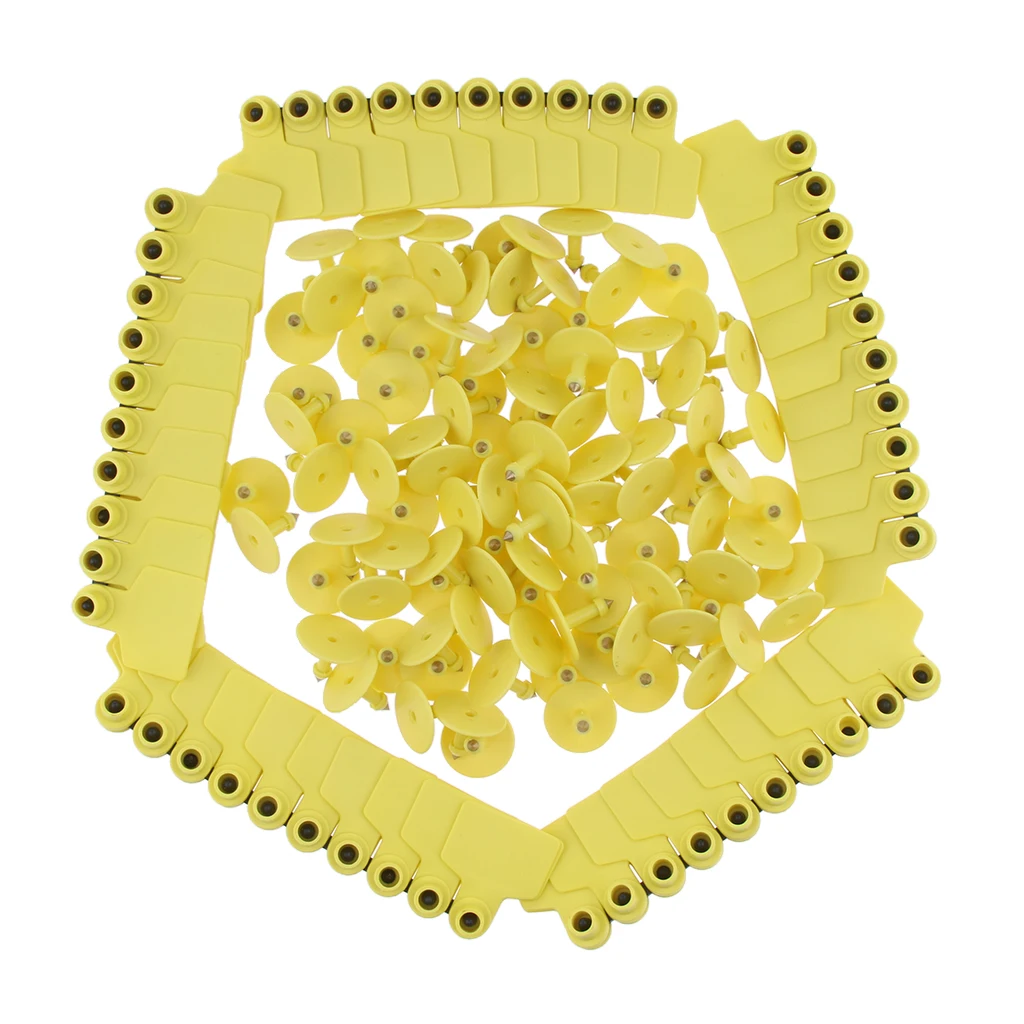 100 Pcs Large Blank Livestock Ear Tags for Pig Cow Cattle Goat Sheep Yellow