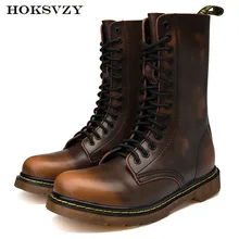 Cevauble/Ботинки martin; рыцарские сапоги большого размера с 14 отверстиями; Повседневная обувь из коровьей кожи, увеличивающая рост, с нескользящей подошвой; теплая плюшевая обувь; сезон осень-зима