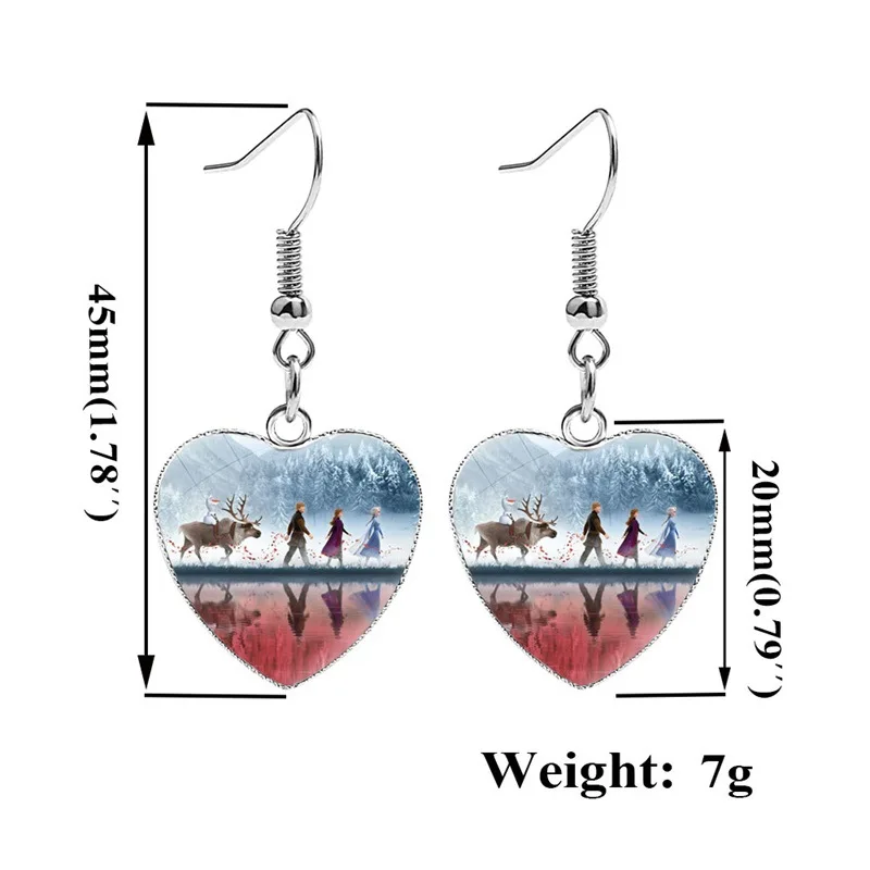 Disney Frozen 2 Heart Earrings Children's Cartoon Elsa Princess Princess Girl Ear Clip Earrings baby girls gifts