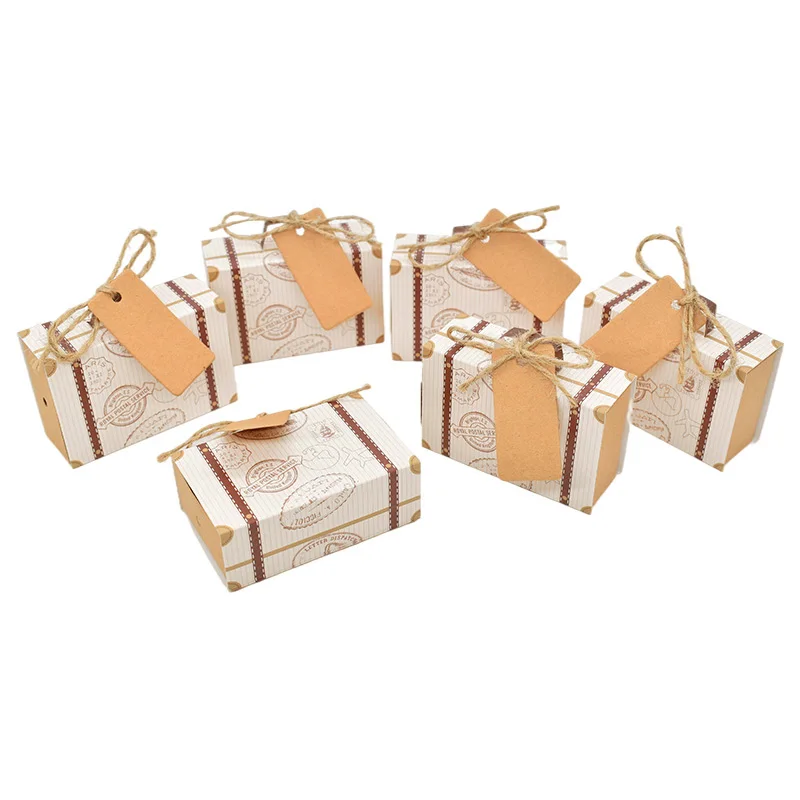 10/20pcs Travel Suitcase Candy Box Kraft Paper Gift Boxes Wedding Birthday Party Decoration Supplies Christmas Gift Packaging