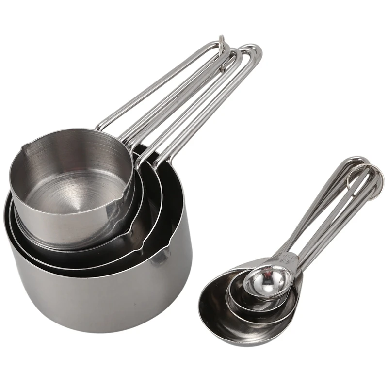 ABUI-Kitchen Baking Cooking Stainless Steel Measuring Spoon Cup 8 in 1 Set