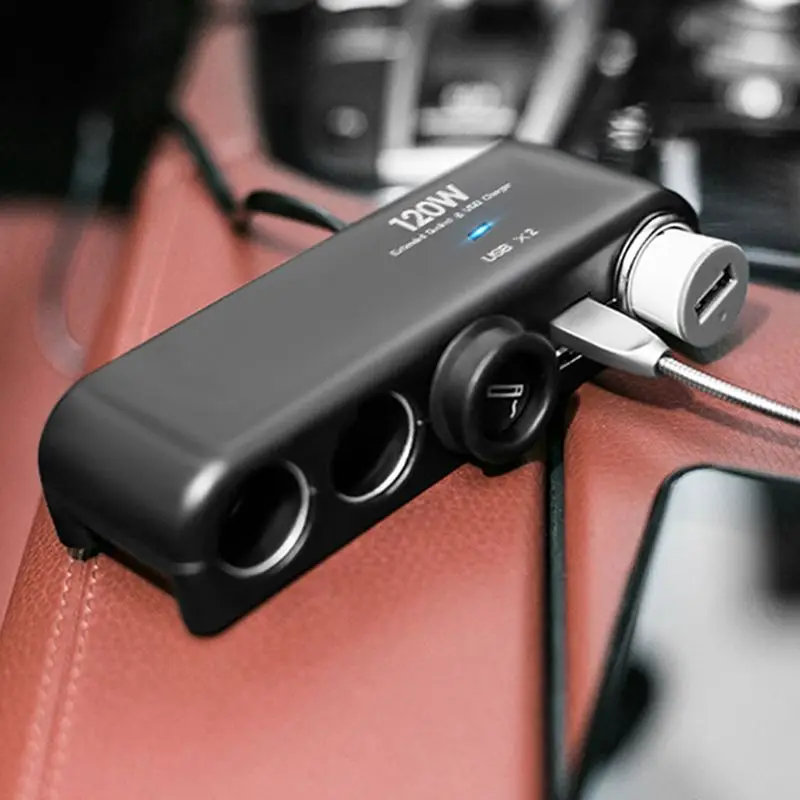 Портативный двойной USB порт автомобильное зарядное устройство 4 Way розетка для автомобильного прикуривателя сплиттер адаптер питания для Apple iPhone samsung huawei