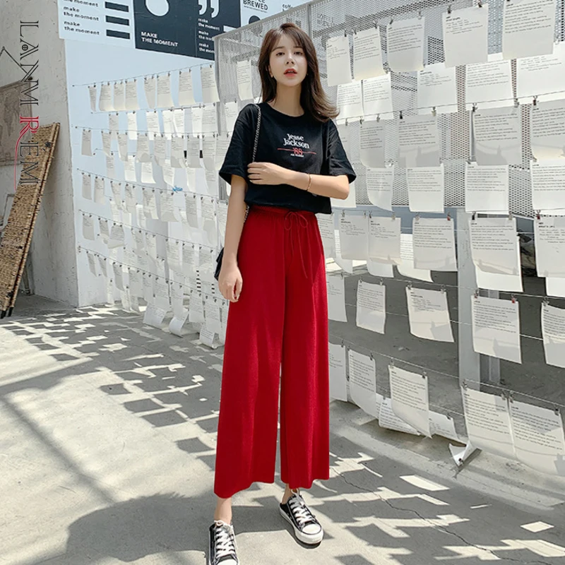 LANMREM 2021 осенние мягкие удобные женские брюки Новые повседневные черные с высокой