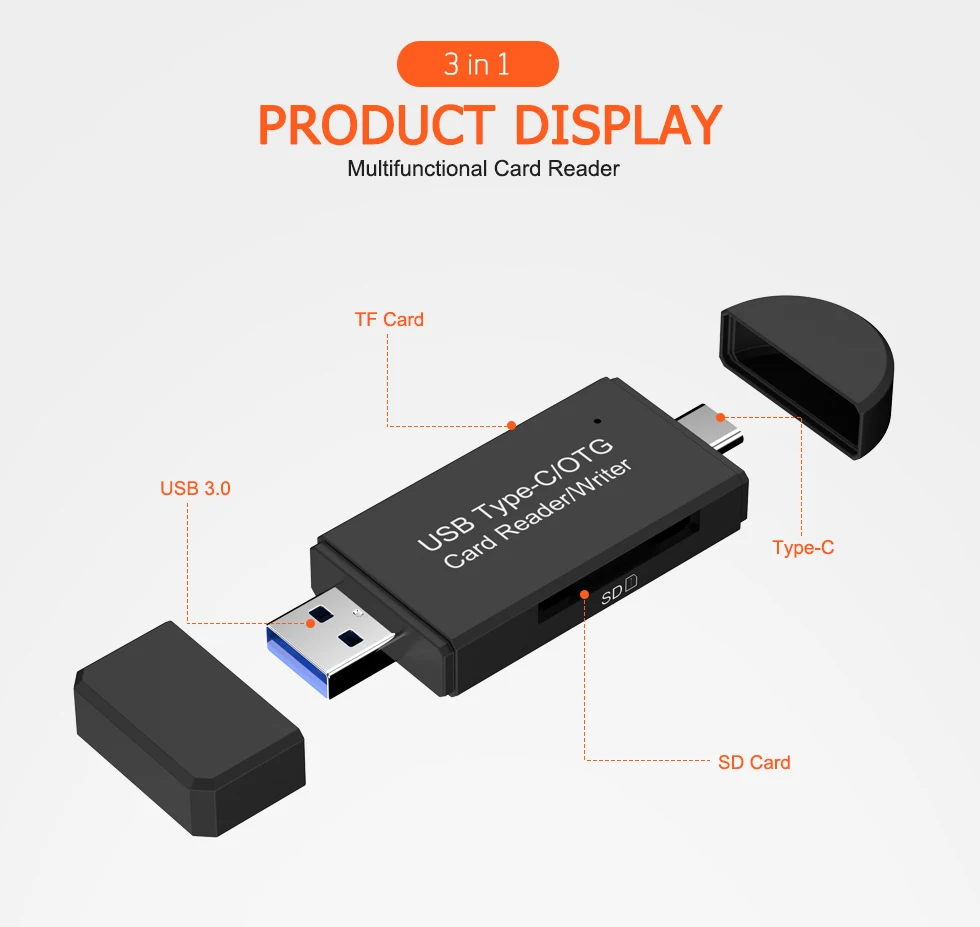 USB 3,0 кардридер type C OTG адаптер кабель 3 в 1 Мини адаптер для ноутбука кардридер Смарт памяти MacBook высокоскоростной Универсальный