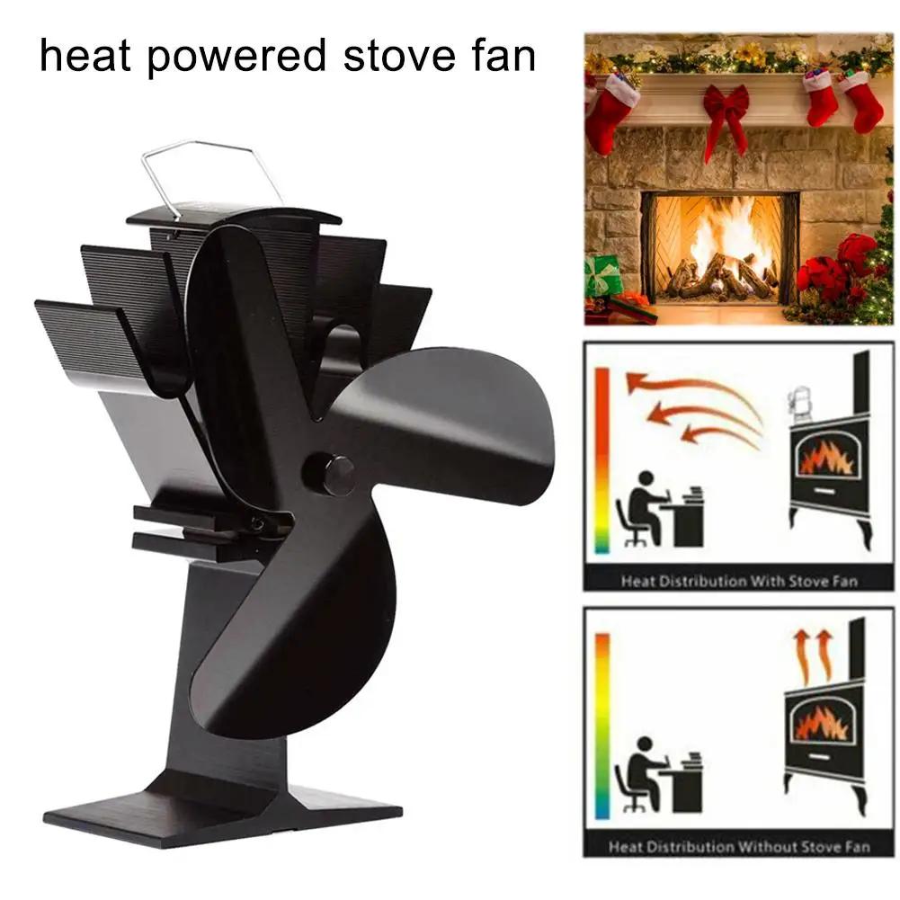 3 Blade Heat Powered Stove Fan No Need battery Energy Saving Environmental-friendly Fireplace Fan Winter Warm Accessories 20E