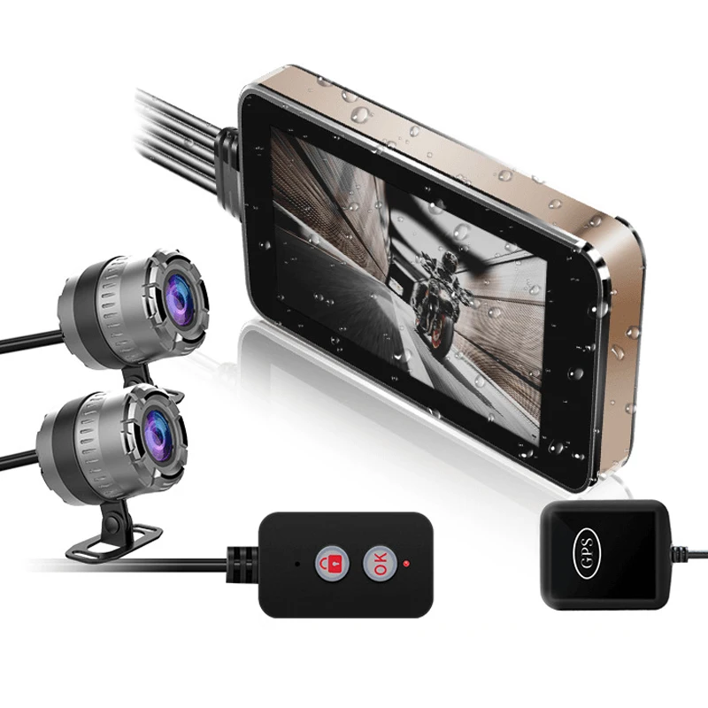 HD 1080P Нажмите 4 дюйма мотоцикл вождения рекордер Wifi двойной объектив хост водонепроницаемый локомотив рекордер