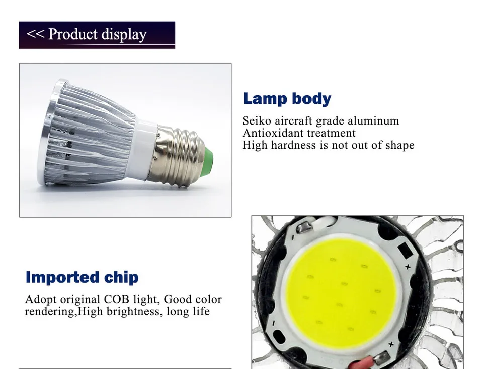 Светодиодный лампы не точечная Регулируемая подсветка GU10 E27 9W 220V MR16 12V COB Chip угол луча 60 120 градусов Светодиодный прожектор для настольной лампы