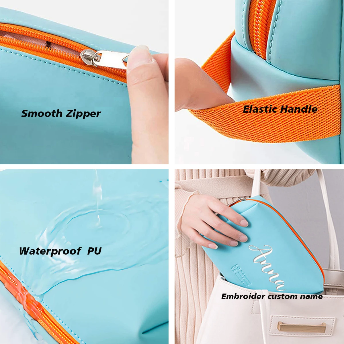 Personalized Travel Makeup Bag Embroidery Protable Cosmetic