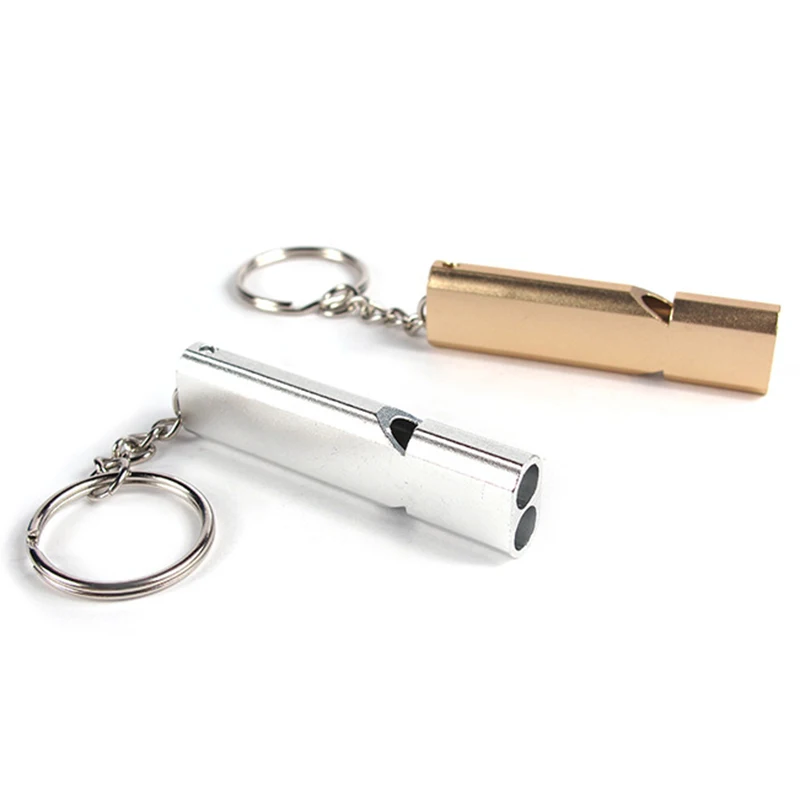 Dual-tube Survival Whistle 120 Decibels Portable Stainless Steel Whistle Outdoor Hiking Camping Fishing Safe Survival Survival Whistle