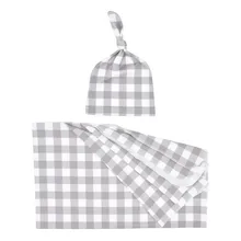 

Swaddle Blanket Beanie Set Plaid Printing Super Soft Receiving Wrap Newborn Baby Infant Boys Girls Couverture Bebe Photo Props
