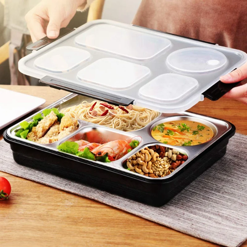 Мода-Ланч Bento Box изолированный из нержавеющей стали квадратный контейнер для хранения продуктов герметичный с герметичным отделением для женщин и мужчин