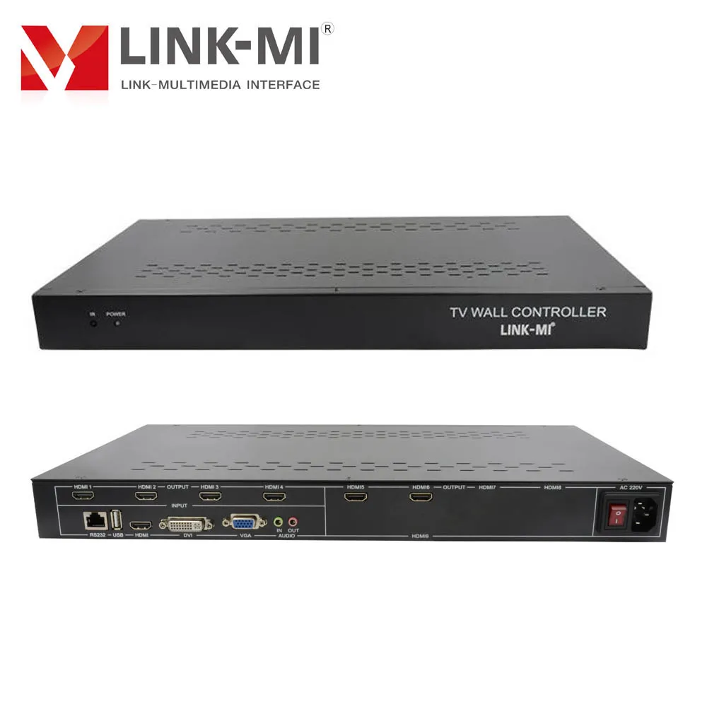 LINK-MI 2x3 3x2 TV 벽 컨트롤러 HDMI + VGA + DVI + USB 입력 줌 커팅 기능 1080P 캐스케이드 플라잉 캡션 비디오 벽